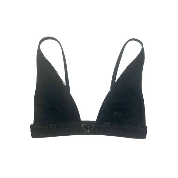 Prada Logo Denim Bralette Top in Black, xs to small fit - Picture 5 of 9